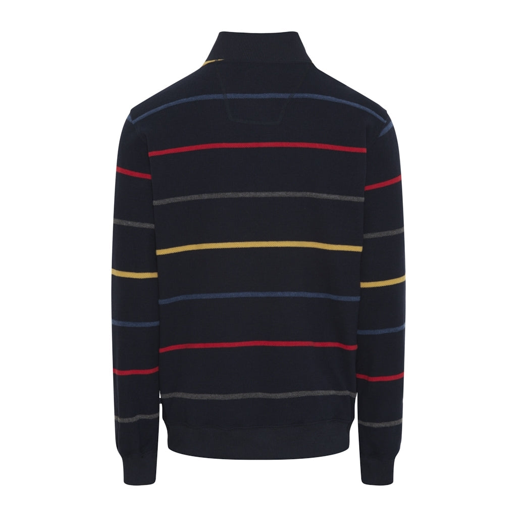 Hamilton Half Zip Sweatshirt - Dark Navy Multi Stripe