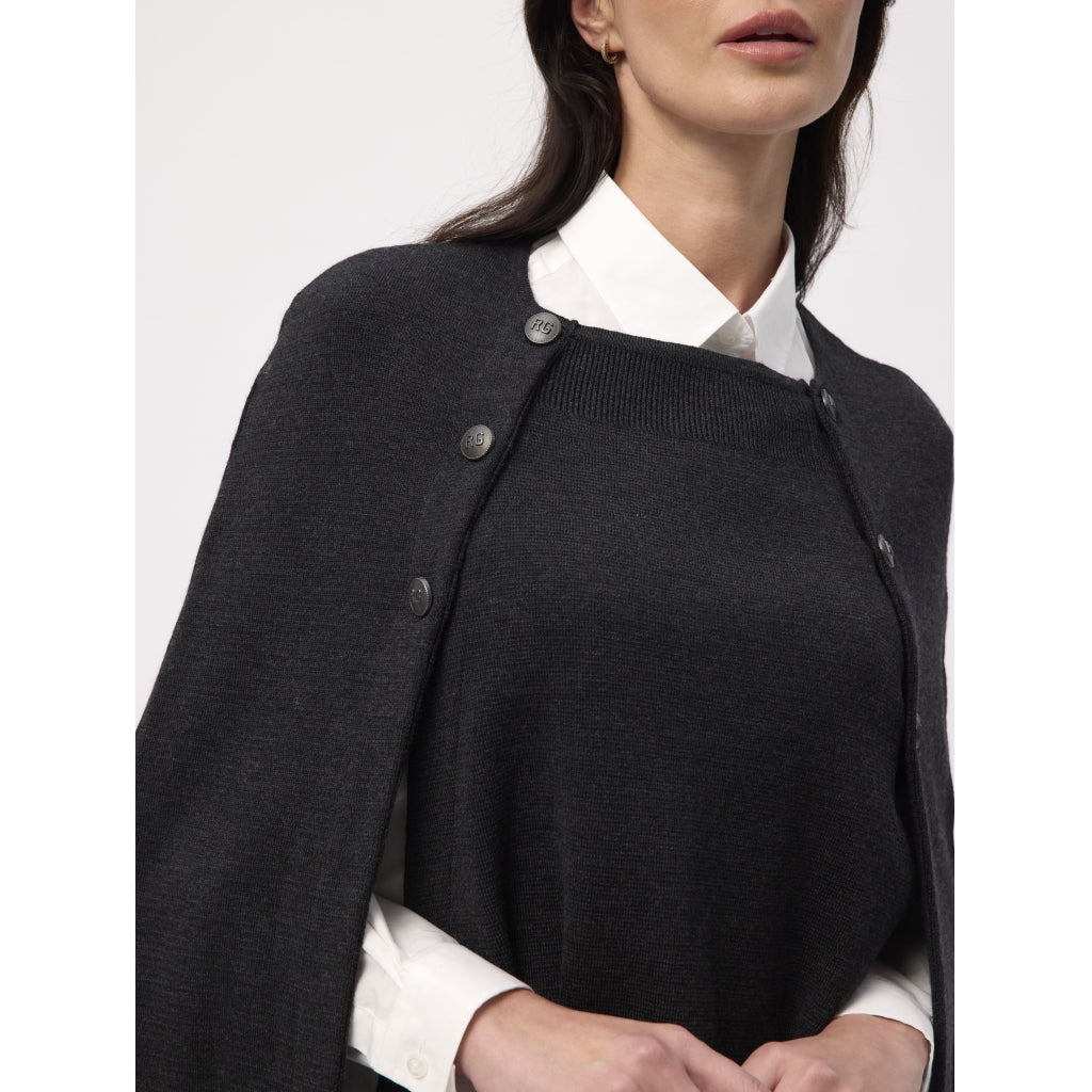 Noemi strikket poncho - Black Melange