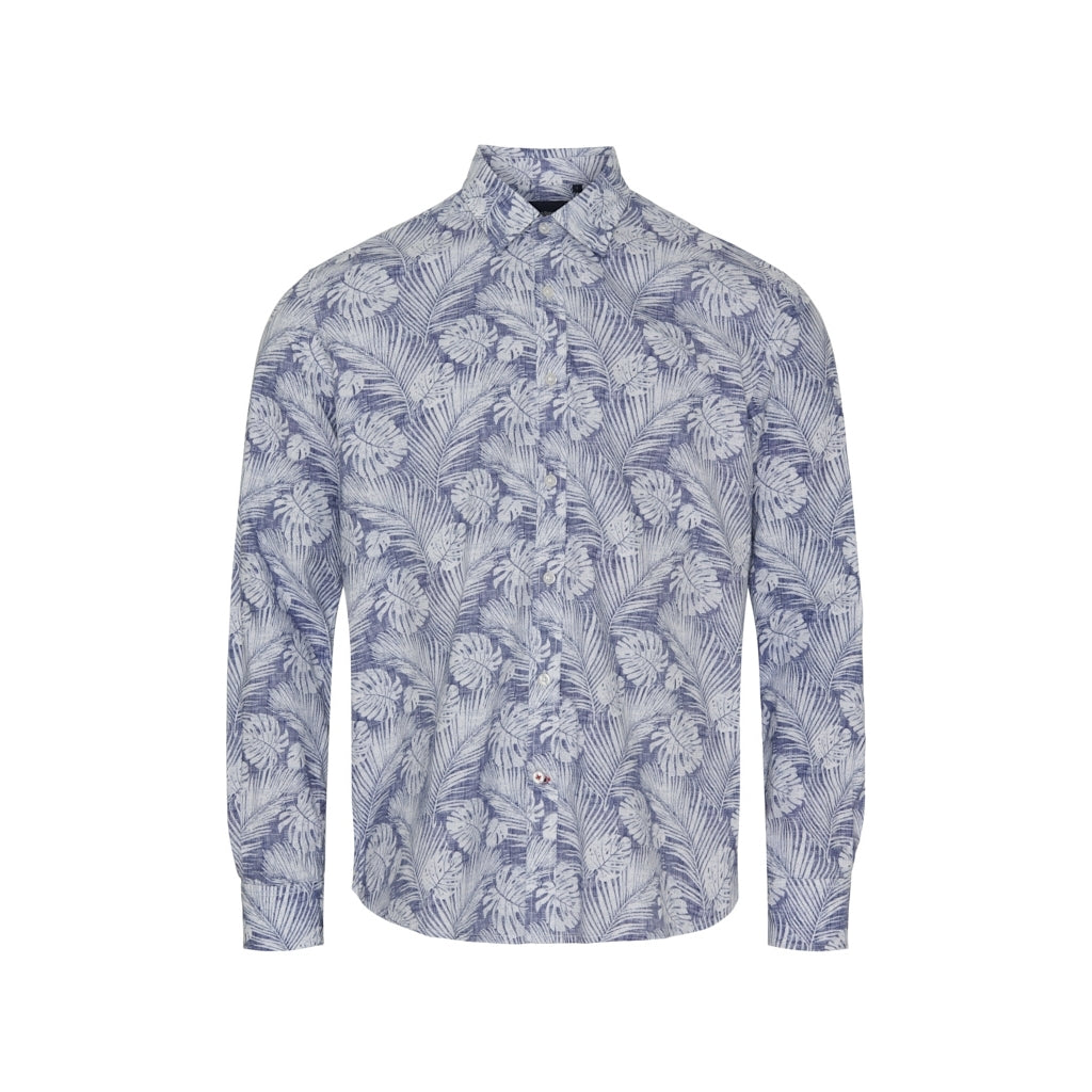 Palmer Shirt - Blue Palm Print